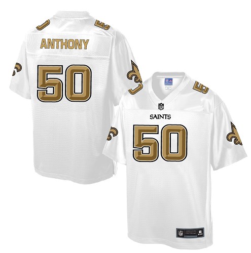 Men's Game Stephone Anthony Nike Jersey White - #50 Pro Line Fashion NFL New Orleans Saints